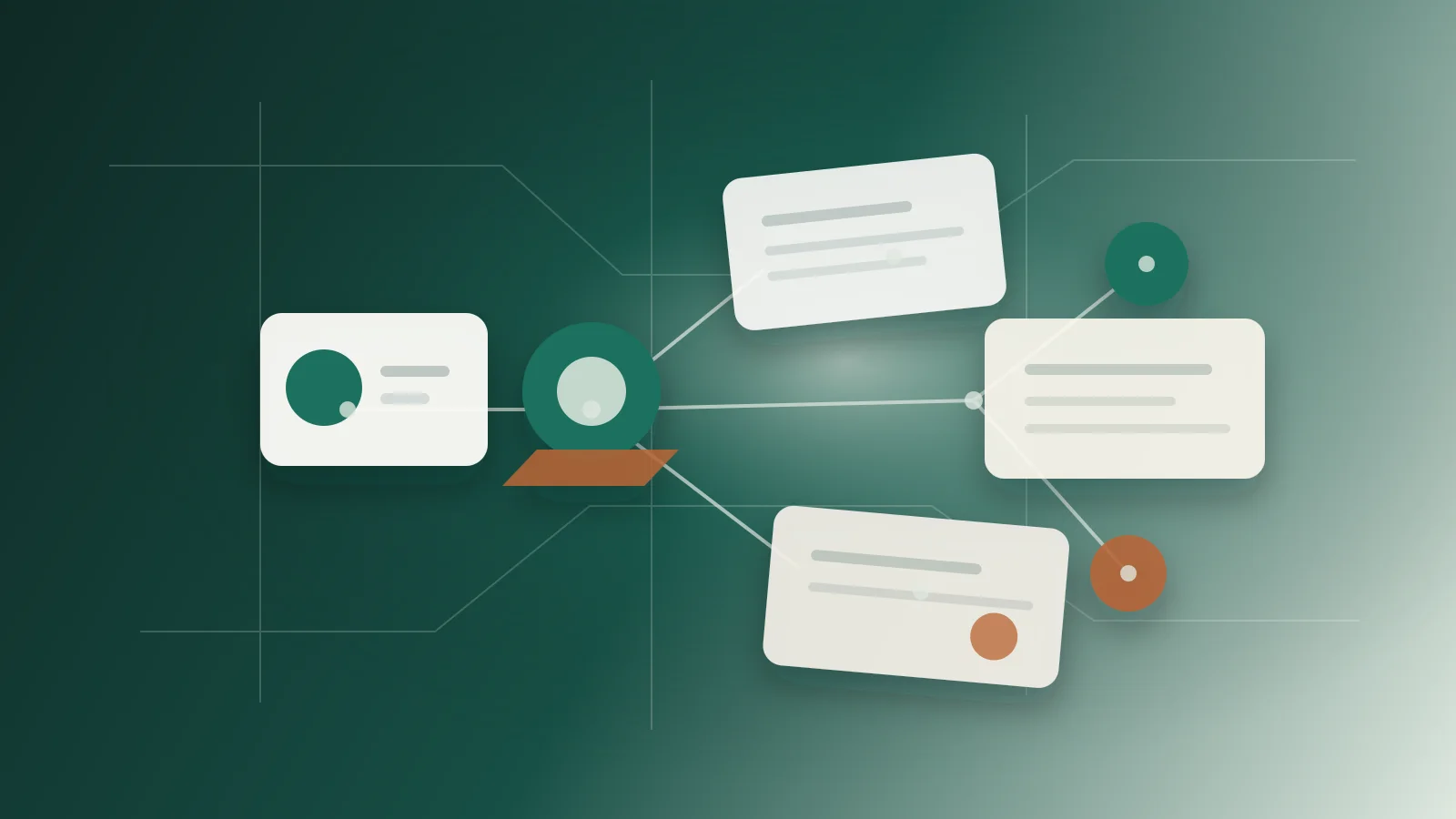 Abstract connected identity nodes, source cards, and machine-readable files