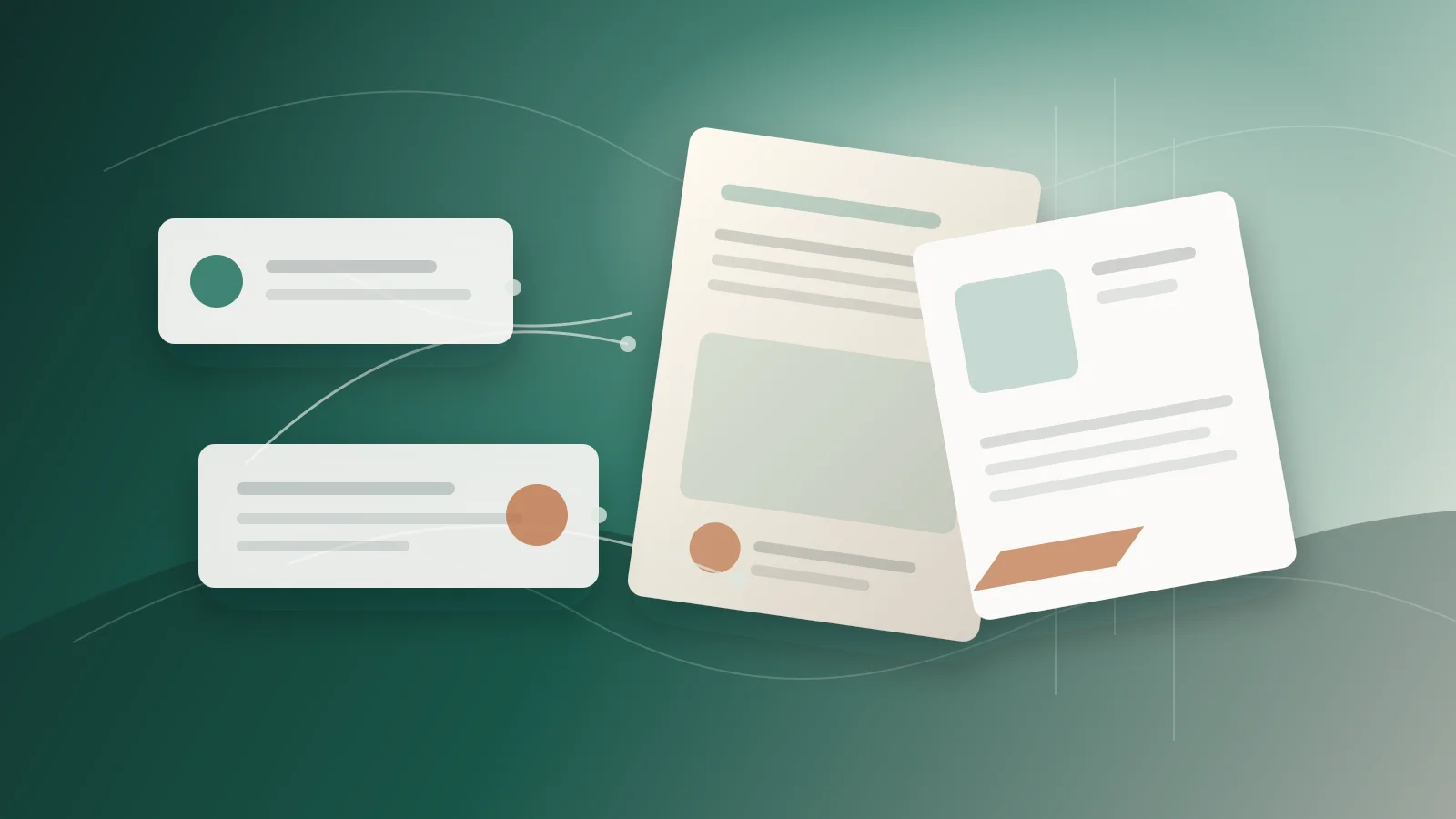 Abstract source cards, alumni magazine pages, and citation lines